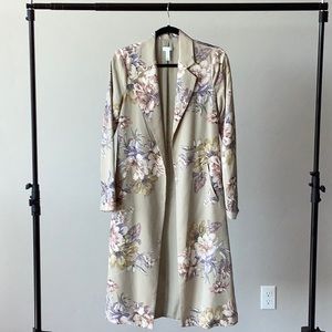 Leith Floral Long Open Jacket in XS